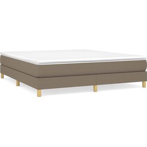 vidaXL Boxspring met matras stof taupe 160x200 cm