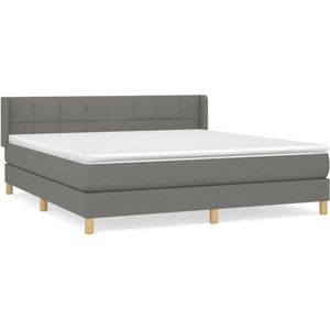 VidaXL Boxspring met Matras Stof Donkergrijs 180x200 cm