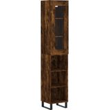 vidaXL Hoge kast 34,5x34x180 cm bewerkt hout gerookt eikenkleurig