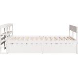 vidaXL Bedframe zonder matras massief grenenhout wit 135x190 cm