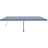vidaXL Luifel automatisch met LED en windsensor 600x300 cm blauw wit