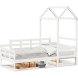 vidaXL Slaapbank met bedhuis 90x190 cm massief grenenhout wit