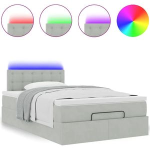 vidaXL Ottoman bed met matras en LED's 120x190 cm fluweel lichtgrijs