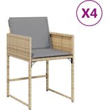 vidaXL Tuinstoelen 4 st met kussens poly rattan gemengd beige