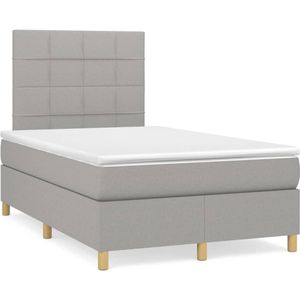 VidaXL Boxspring Matras Stof Lichtgrijs 120x200 cm