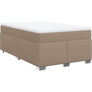 vidaXL Boxspring met matras kunstleer cappuccinokleurig 120x190 cm