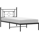 vidaXL Bedframe met hoofdbord metaal zwart 100x200 cm