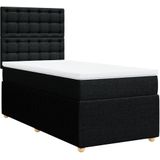 vidaXL - Boxspring - met - matras - stof - zwartx200 - cm