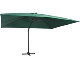 vidaXL Zweefparasol met LED-verlichting en paal 400x300 cm groen