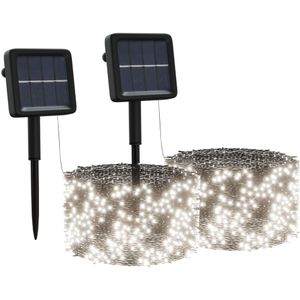 vidaXL Lichtsnoeren 2 st met 2x200 LED's solar binnen/buiten koudwit