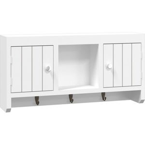 vidaXL Sleutelkastje 40x8,5x20 cm bewerkt hout en staal wit