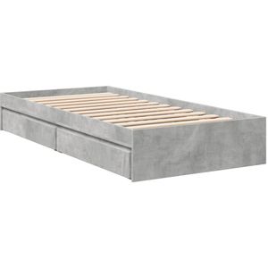 vidaXL Bedframe met lades bewerkt hout betongrijs 75x190 cm