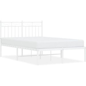 vidaXL Bedframe met hoofdbord metaal wit 120x200 cm