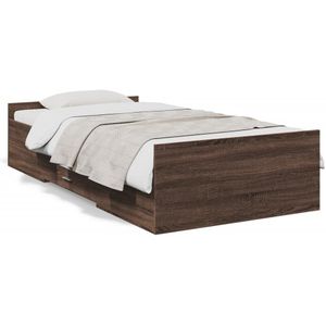 vidaXL Bedframe met lades bewerkt hout bruin eikenkleur 90x200 cm