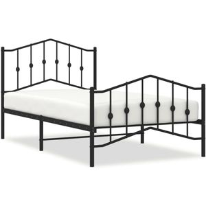 vidaXL Bedframe met hoofd- en voeteneinde metaal zwart 100x190 cm