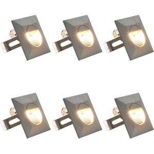 vidaXL LED-buitenwandlampen 6 st 5 W vierkant zilverkleurig