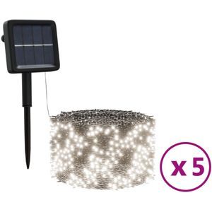 vidaXL 5 st Lichtslinger met 200 LED's solar binnen/buiten koudwit