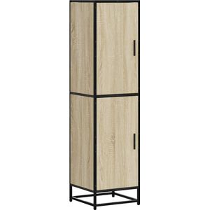vidaXL - Hoge - kast,5x35x139 - cm - bewerkt - hout - en - metaal - sonoma - eiken