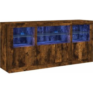 vidaXL Dressoir met LED-verlichting 142,5x37x67 cm gerookt eikenkleur