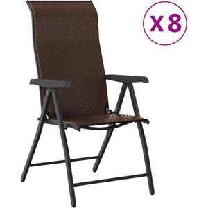 vidaXL Tuinstoelen 8 st inklapbaar poly rattan bruin