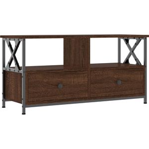vidaXL-Tv-meubel-90x33x45-cm-bewerkt-hout-en-ijzer-bruin-eikenkleur