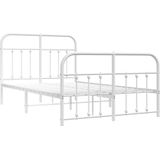 VidaXL Bedframe Metaal Wit 120 x 190 cm - Hoofd- en Voeteneinde