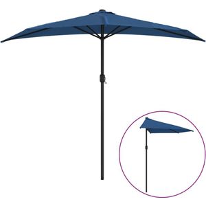 vidaXL Balkonparasol half met aluminium paal 270x144x222 cm blauw