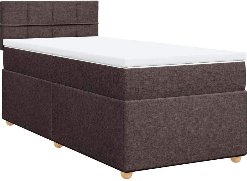 vidaXL Boxspring met matras stof donkerbruin 90x190 cm