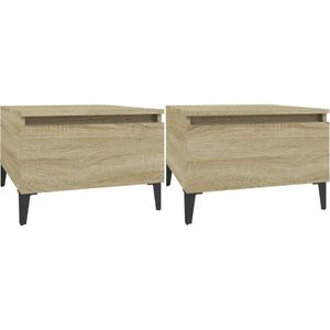 VidaXL Bijzettafels 2 st 50x46x35 cm - Bewerkt Hout - Sonoma Eikenkleurig