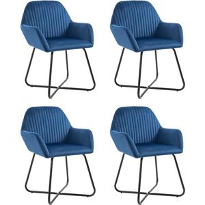 VidaXL Eetkamerstoelen 4 st. Fluweel Blauw