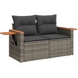 vidaXL 7-delige Loungeset met kussens poly rattan grijs