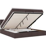 vidaXL - Ottoman - bed - met - matras - 180x200cm - stof - donkerbruin