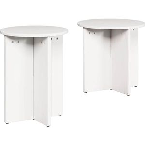 vidaXL Salontafel 2 pcs Wit 41.5 x 41.5 x 41 cm Massief grenenhout