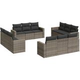 vidaXL 12-delige Loungeset met kussens poly rattan grijs