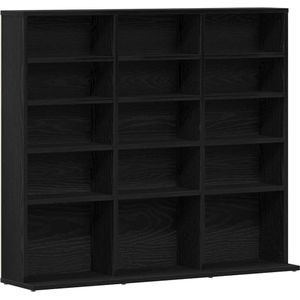 vidaXL CD-kast 100x23x89,5 cm bewerkt hout zwart eikenkleurig