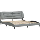 vidaXL Bedframe met hoofdbord stof lichtgrijs 180x200 cm