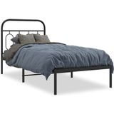 vidaXL Bedframe met hoofdbord metaal zwart 90x190 cm