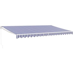 vidaXL Luifel uittrekbaar 5x3 m stof en aluminium blauw en wit