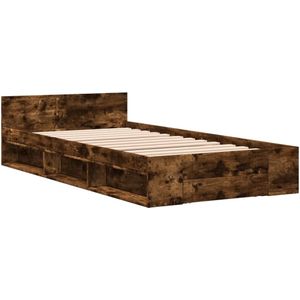 vidaXL Bedframe met lade bewerkt hout gerookt eikenkleurig 90x200 cm