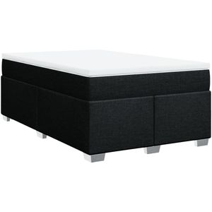 vidaXL Boxspring met matras stof zwart 120x200 cm
