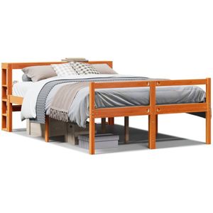 vidaXL Bedframe met hoofdbord massief grenenhout wasbruin 120x200 cm