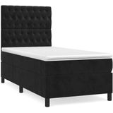 vidaXL Boxspring met matras fluweel zwart 90x190 cm