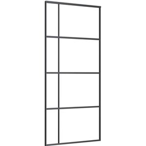 vidaXL Schuifdeur 90x205 cm ESG-glas en aluminium zwart