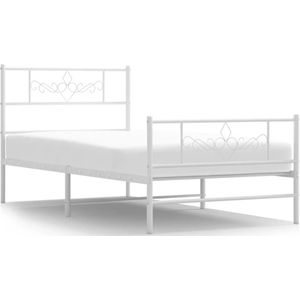 vidaXL Bedframe met hoofd- en voeteneinde metaal wit 80x200 cm