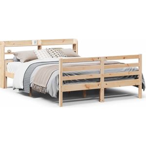 vidaXL - Bedframe - met - hoofdbord - massief - grenenhout - witx200 - cm