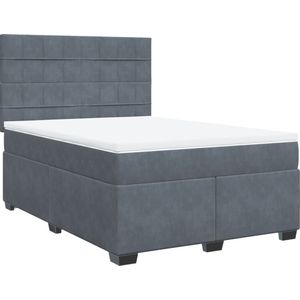 vidaXL Boxspring met matras fluweel donkergrijs 140x190 cm