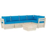 vidaXL 6-delige Loungeset met kussens pallet vurenhout
