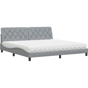 vidaXL Bed met matras stof lichtgrijs 200x200 cm