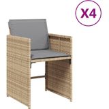 vidaXL Tuinstoelen 4 st met kussens poly rattan gemengd beige