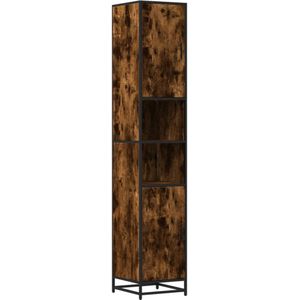 vidaXL Badkamerkast 35x37,5x188,5 cm hout en metaal gerookt eikenkleur